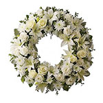 White Wreath on Stand